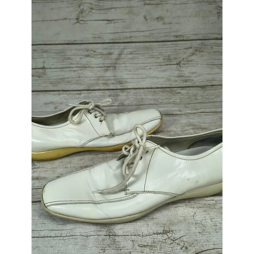 Prada White Leather Lace Up Casual Sneakers Men Size 9